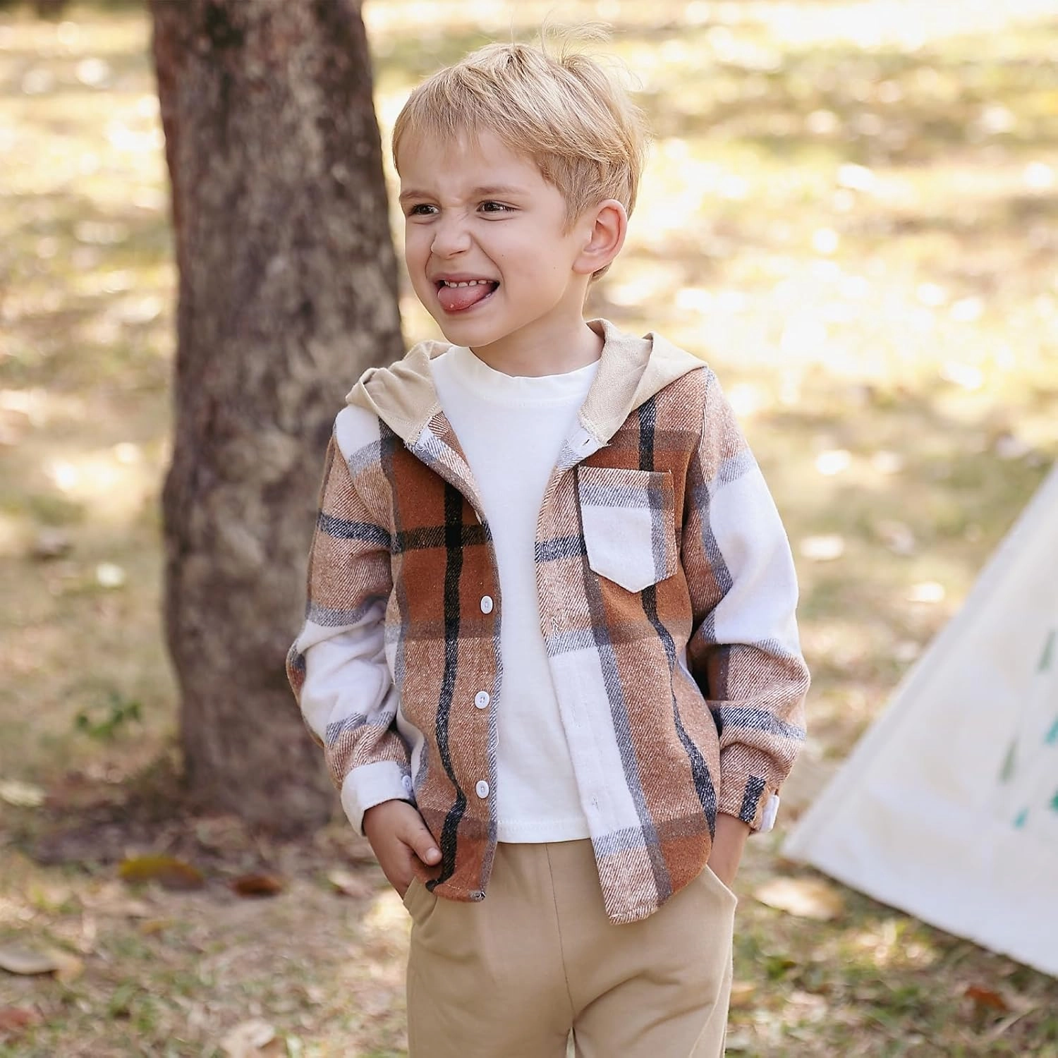 Boys Clothing Sets Toddler Plaid Outfits Flannel Hooded Shirts   Sweatpants Kids Spring Clothes Set