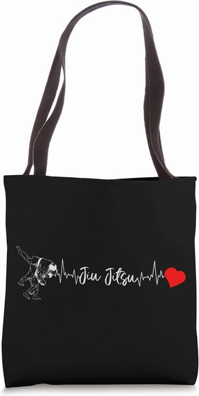Brazilian Jiu Jitsu Heartbeat MMA BJJ Heart Pulse EKG Tote Bag