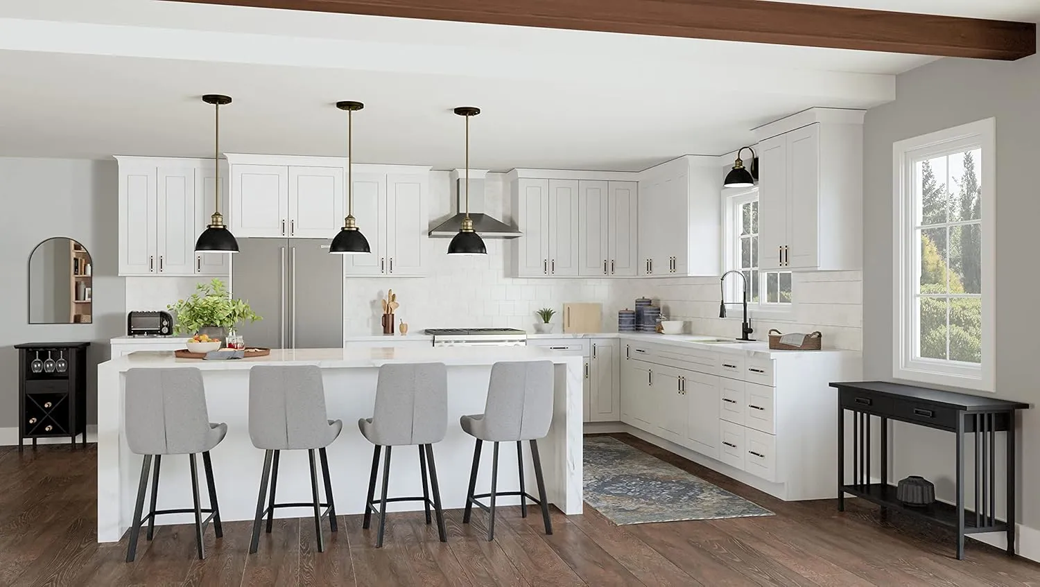 Brookings Shaker Unassembled Wall Kitchen Cabinet W1224, 12 W x 12 D x 24 H, Painted White with Sherwin Williams®, Solid Wood – Design House, 561530