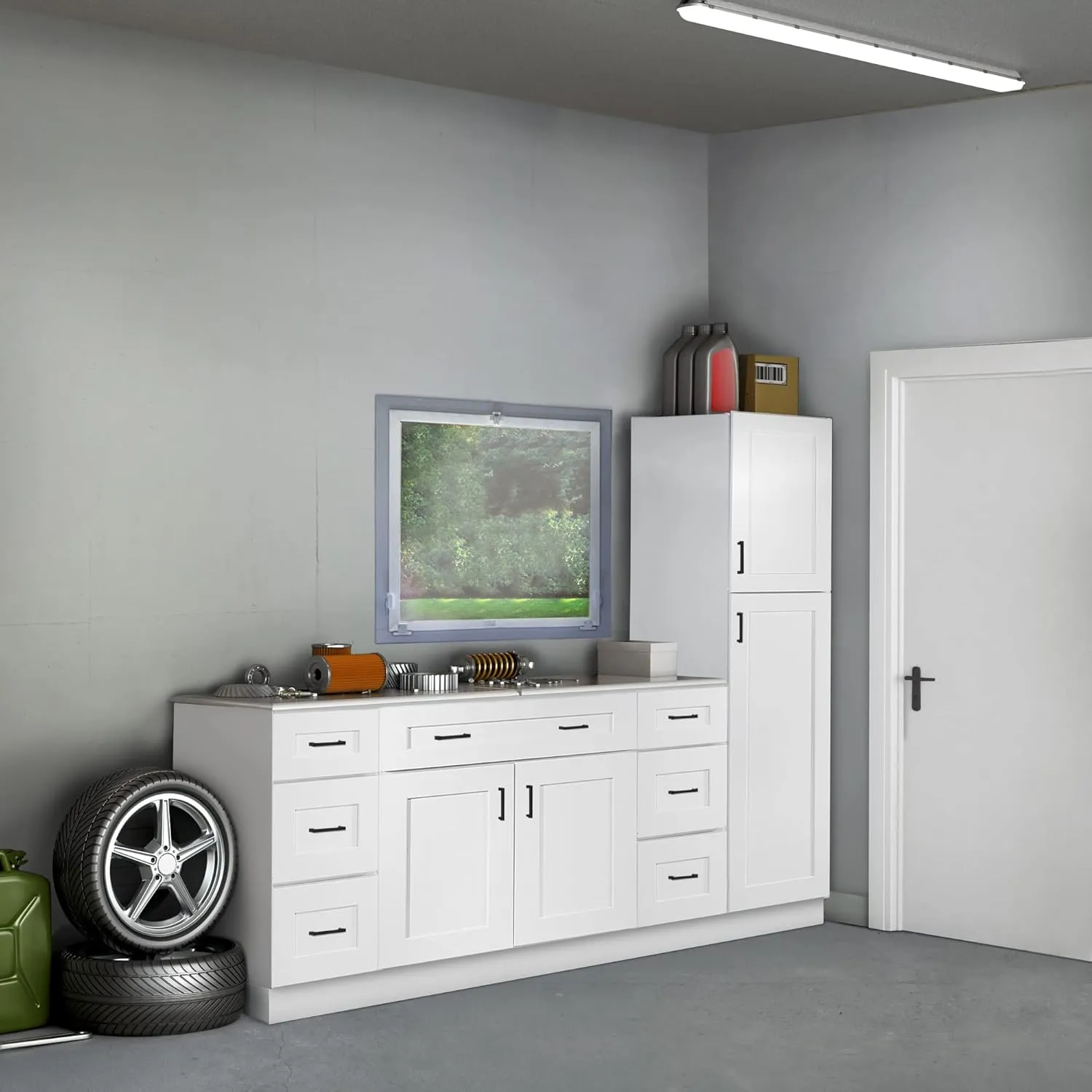 Brookings Shaker Unassembled Wall Kitchen Cabinet W1224, 12 W x 12 D x 24 H, Painted White with Sherwin Williams®, Solid Wood – Design House, 561530