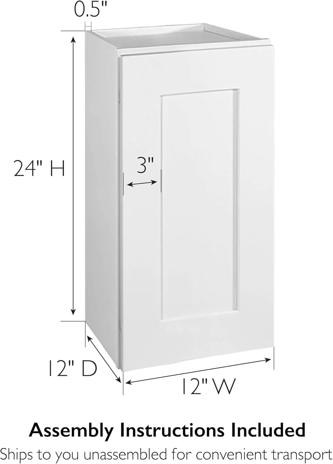 Brookings Shaker Unassembled Wall Kitchen Cabinet W1224, 12 W x 12 D x 24 H, Painted White with Sherwin Williams®, Solid Wood – Design House, 561530