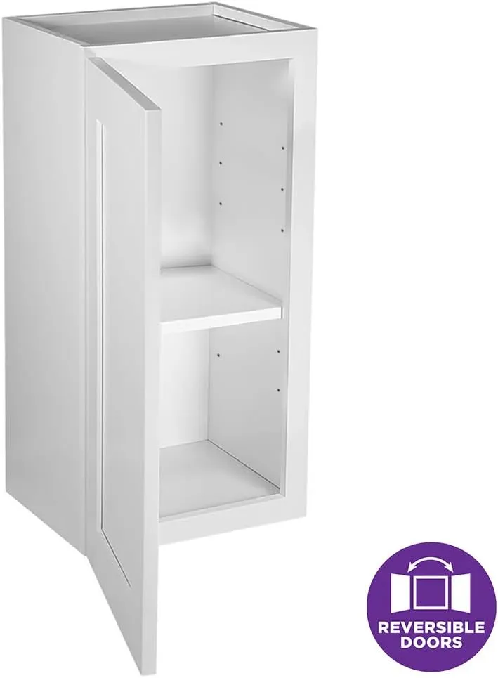 Brookings Shaker Unassembled Wall Kitchen Cabinet W1224, 12 W x 12 D x 24 H, Painted White with Sherwin Williams®, Solid Wood – Design House, 561530