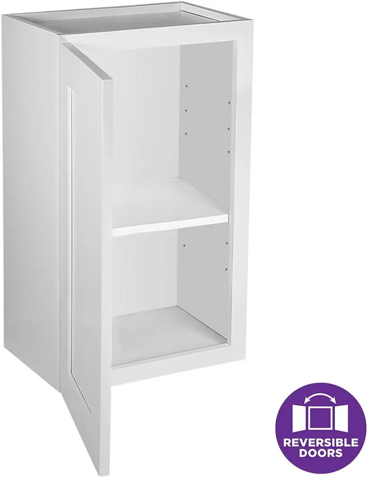 Brookings Shaker Unassembled Wall Kitchen Cabinet W1524, 15 W x 12 D x 24 H, Painted White with Sherwin Williams®, Solid Wood – Design House, 561548