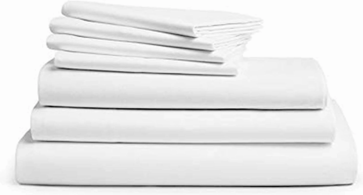 Brooklinen Luxury Sateen 7 Piece Sheet Set - 100% Cotton, Queen Size in White - 1 Duvet Cover, 1 Fitted Sheet, 1 Flat Sheet, 4 Pillowcases | Best Luxury Sheets