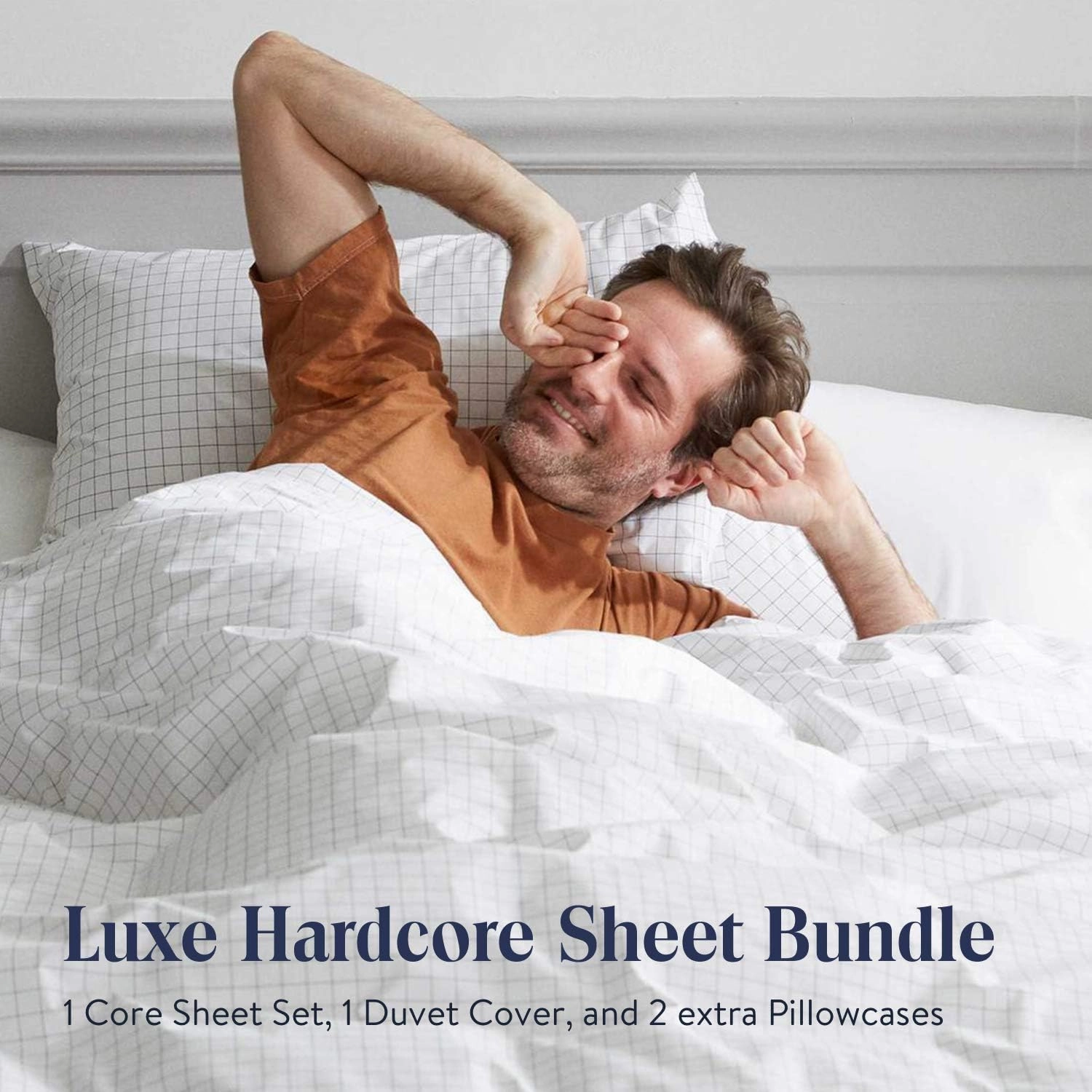 Brooklinen Luxury Sateen 7 Piece Sheet Set - 100% Cotton, Queen Size in White - 1 Duvet Cover, 1 Fitted Sheet, 1 Flat Sheet, 4 Pillowcases | Best Luxury Sheets