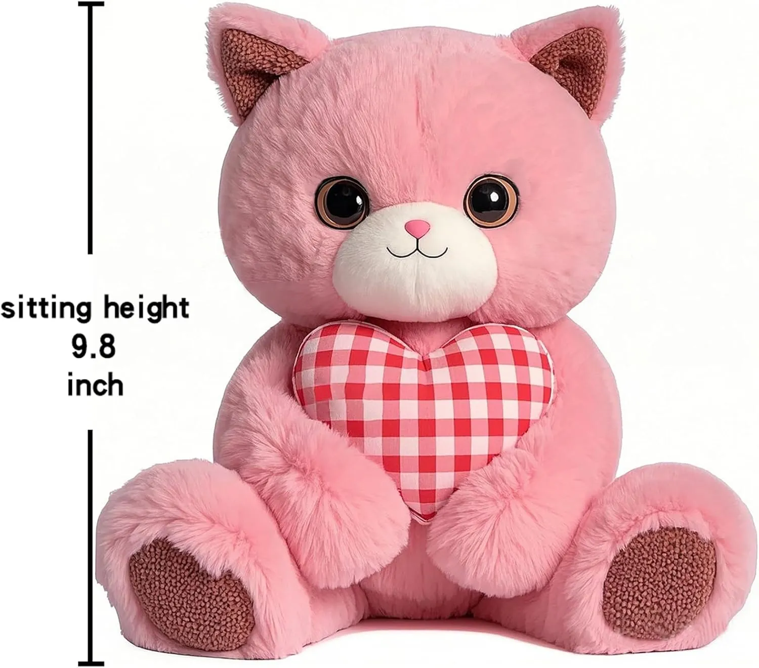 Brown Teddy Bear Plush in Unicorn Costume, Adorable Stuffed Animal with Magical Horn, Soft Hugging Toy for Collectors and Gifts. (Pink cat)