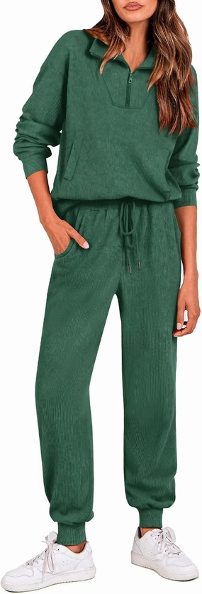 BTFBM Women's 2 Piece Tracksuit Fall Outfits 2025 Long Sleeve Half Zip Sweatshirt Sweatpants Lounge Set Sweatsuits
