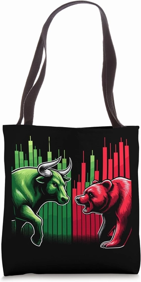 Bull Versus Bear Stock Market Investor Traders Investing Tote Bag