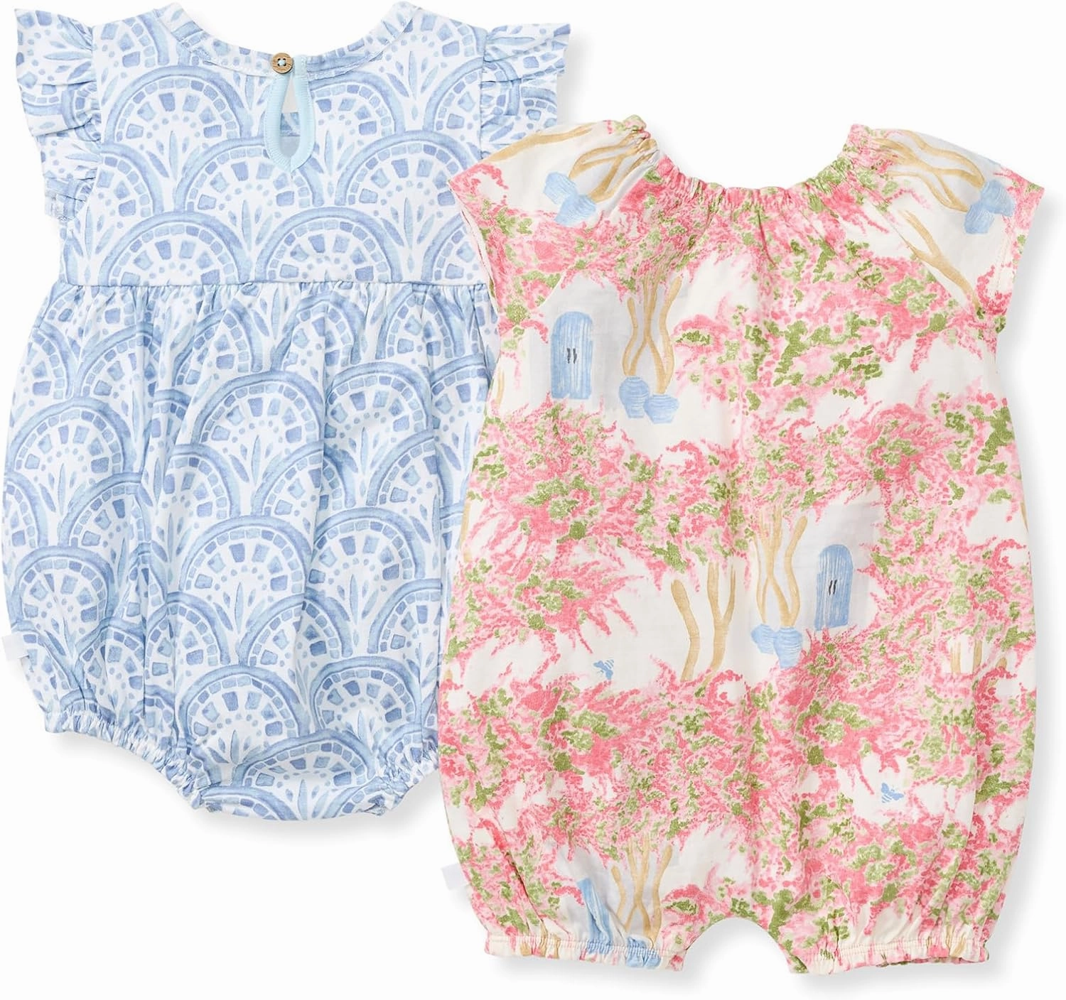 Burt's Bees Baby Baby Girls Romper, 100% Organic Cotton One-piece Bubble Shortall and Layette Set Girl Outfit