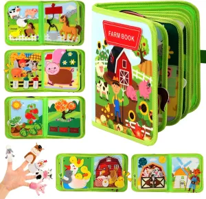 Busy Book for Toddlers 1-3 2-4,Toddler Busy Book for 1 2 3 4 Year Old,Montessori Magic Book Ages 2-4,Farm Busy Book for Boy Girl Baby Birthday, Quiet Book,Busy Board,Activity Sensory