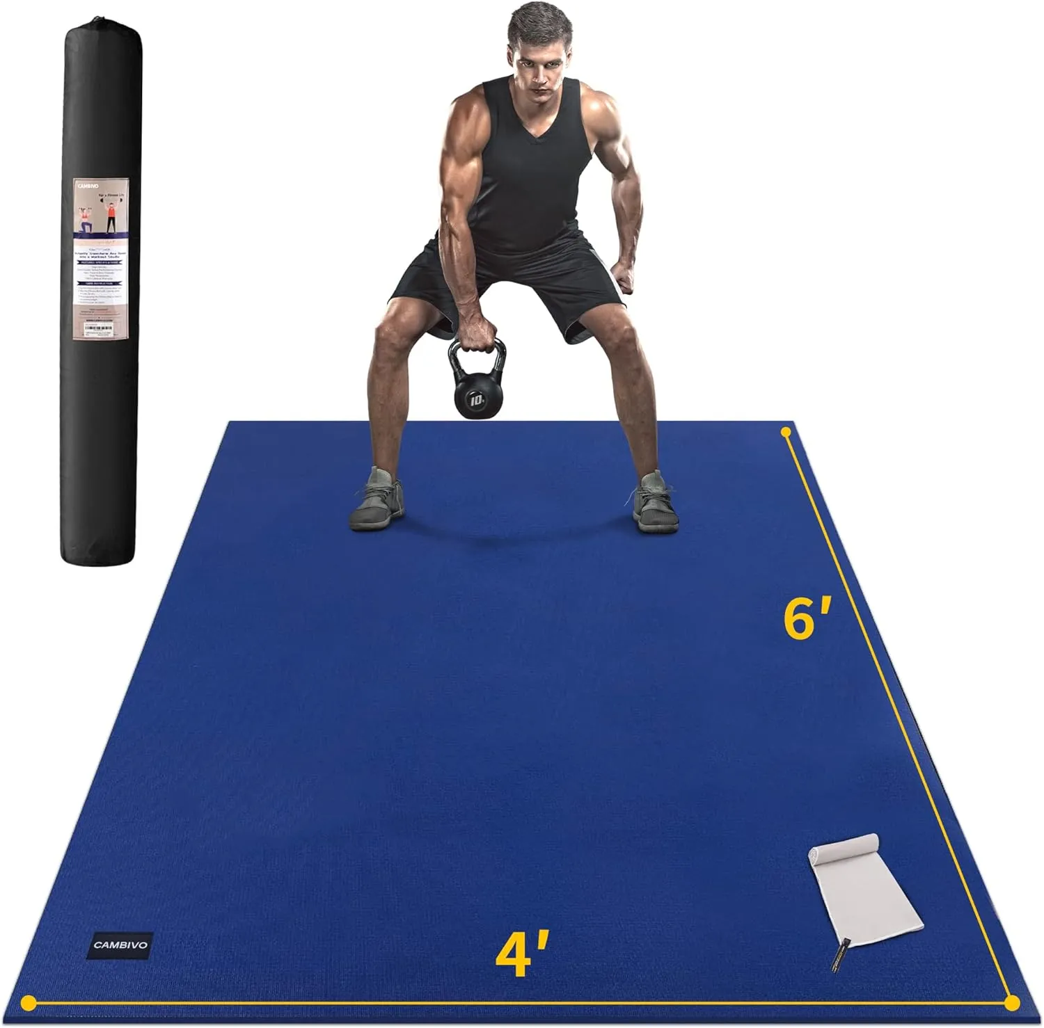 CAMBIVO Large Exercise Mats for Home Workout, 6' x 4' x 7 mm Extra Thick Workout Mats for Home Gym, Gym Mats for Jump Rope, Weights, Cardio, Fitness, Shoe-Friendly