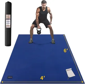 CAMBIVO Large Exercise Mats for Home Workout, 6' x 4' x 7 mm Extra Thick Workout Mats for Home Gym, Gym Mats for Jump Rope, Weights, Cardio, Fitness, Shoe-Friendly