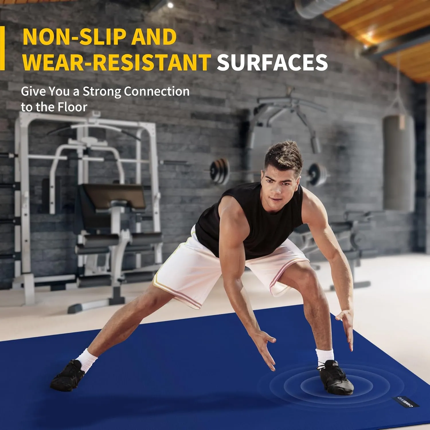 CAMBIVO Large Exercise Mats for Home Workout, 6' x 4' x 7 mm Extra Thick Workout Mats for Home Gym, Gym Mats for Jump Rope, Weights, Cardio, Fitness, Shoe-Friendly