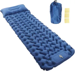 Camping Sleeping Pad Navy Blue Lightweight Moistureproof Inflatable Double Mattress with Storage Bag Outdoor Camping