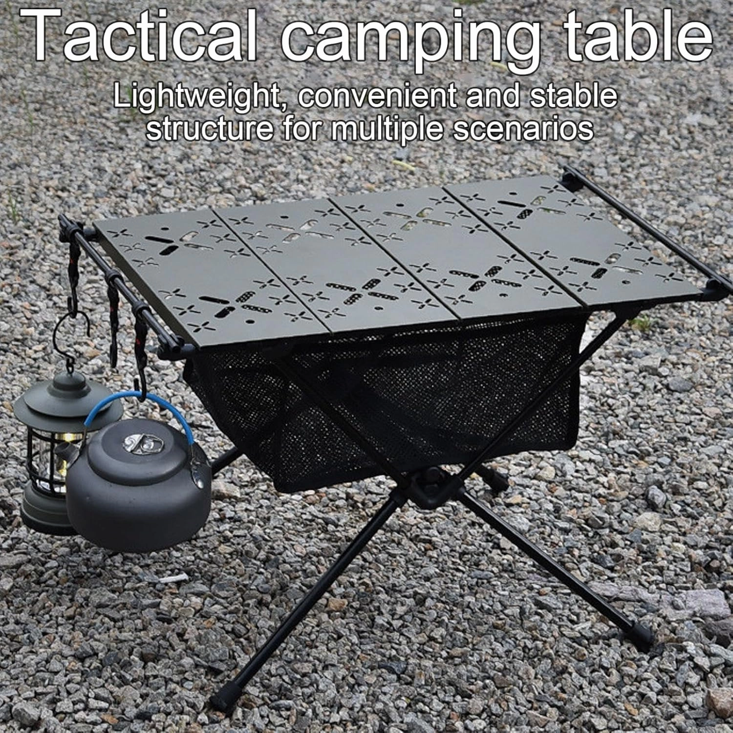 Camping Table Outdoor Portable Table with Storage, Aluminum Alloy Folding Table Barbecue Camping Table for Indoor,Outdoor,Camping, Beach,Backyard, BBQ, Party, Patio, Picnic Black B