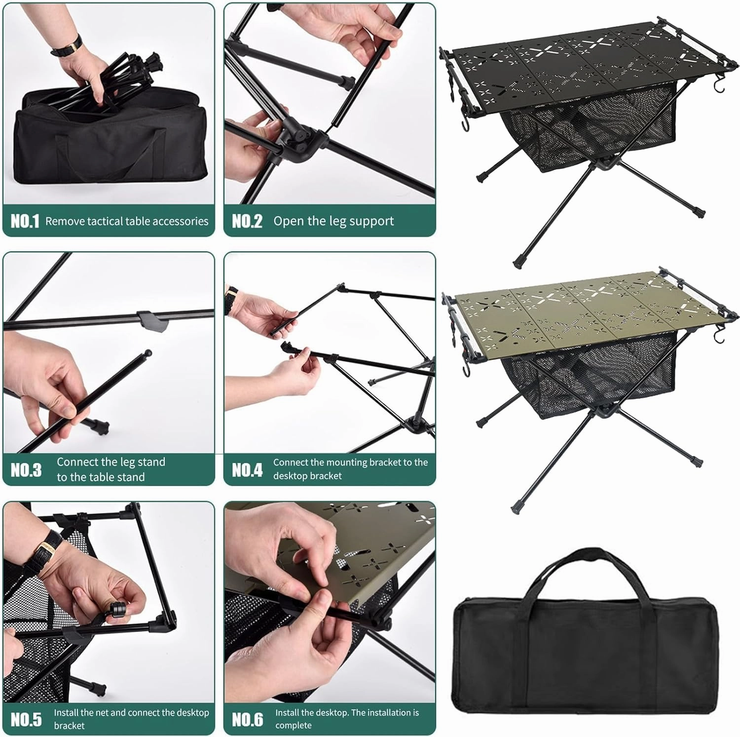 Camping Table Outdoor Portable Table with Storage, Aluminum Alloy Folding Table Barbecue Camping Table for Indoor,Outdoor,Camping, Beach,Backyard, BBQ, Party, Patio, Picnic Black B
