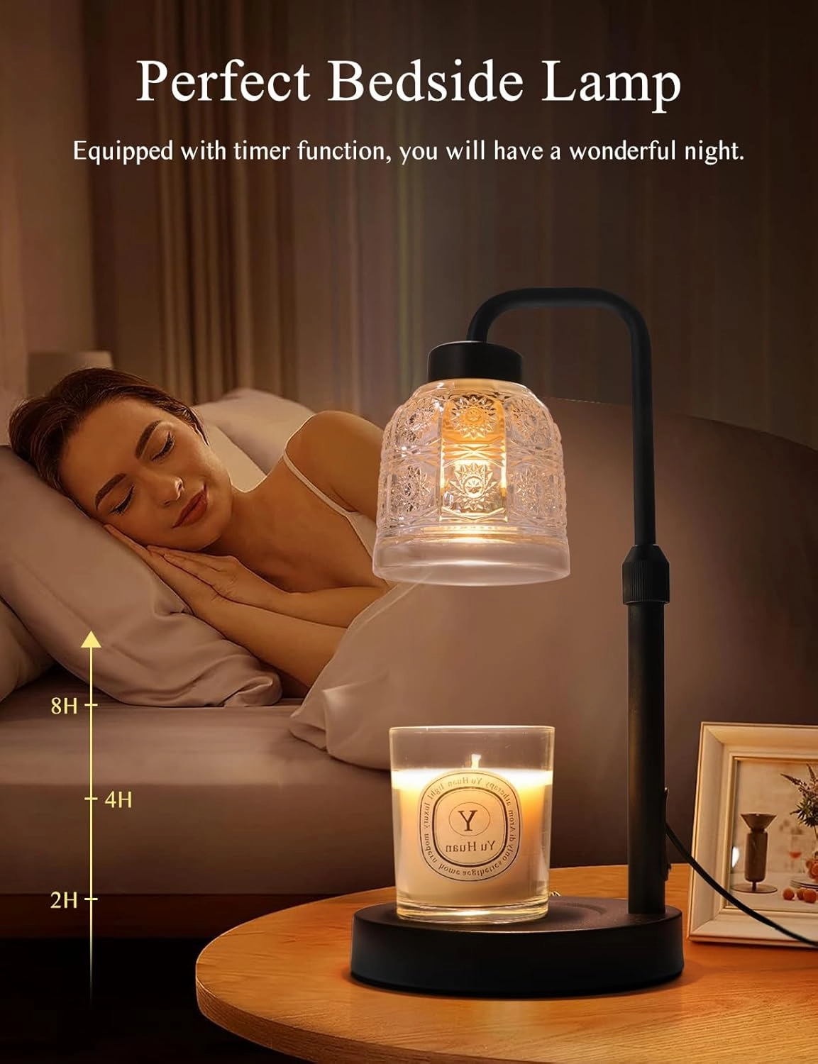 Candle Warmer Lamp with Timer, Dimmable Candle Lamp Warmer, Adjustable Height Candle Warmer Lamp, Wax Warmer Lamp for Scented Jar with 2 Bulbs, Candle Warmer for Mom Women Her Friends