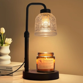 Candle Warmer Lamp with Timer, Dimmable Candle Lamp Warmer, Adjustable Height Candle Warmer Lamp, Wax Warmer Lamp for Scented Jar with 2 Bulbs, Candle Warmer for Mom Women Her Friends