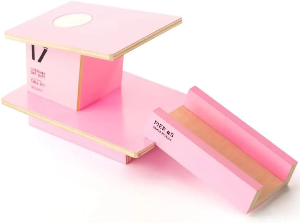 CANDYCAR® Wooden Diecast Collection - Pink Santa Monica, Premium Handcrafted Beech Wood Beach Tower