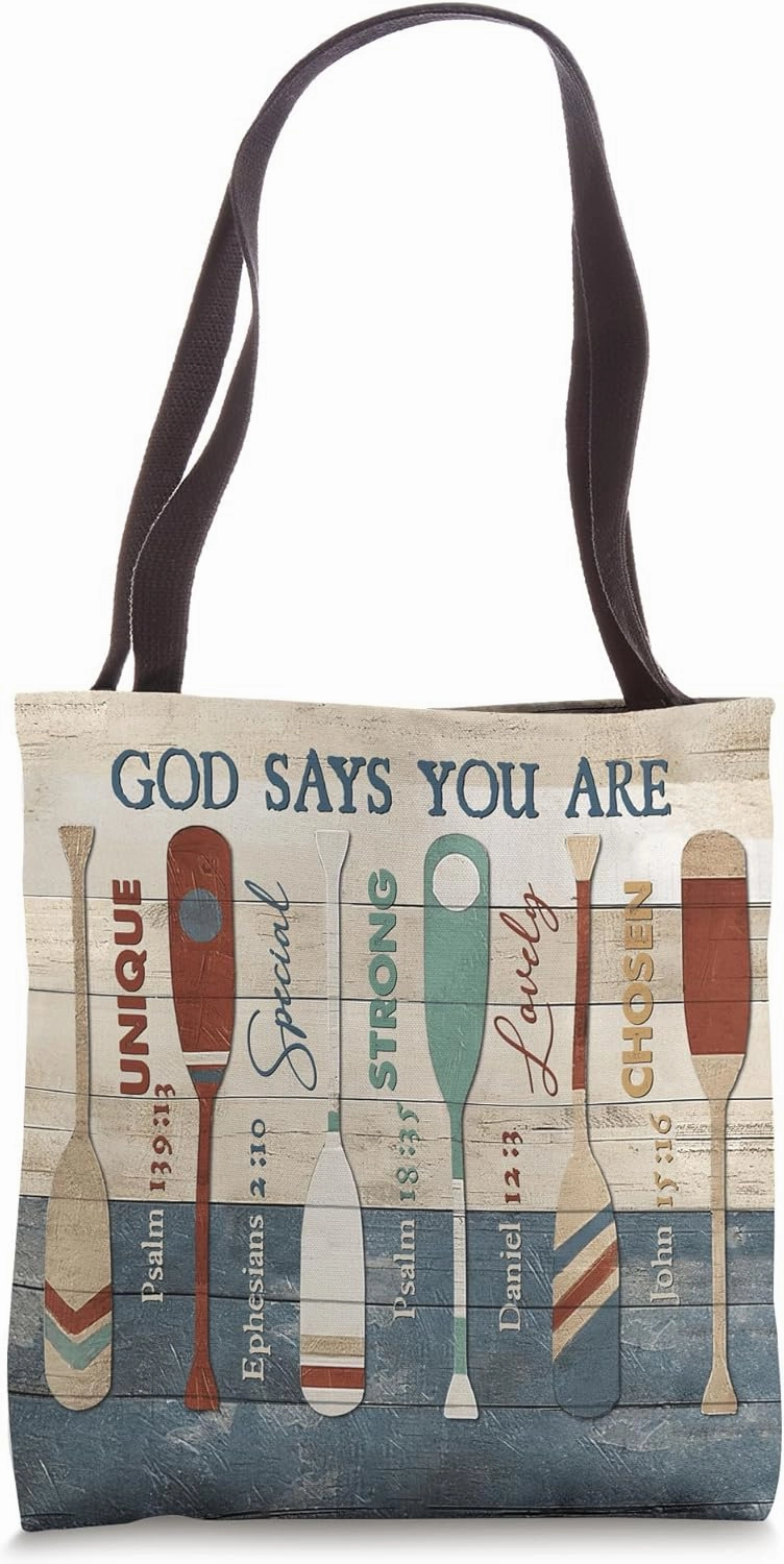 Canoe Paddle Drawing God Says You Are Unique Jesus Tote Bag