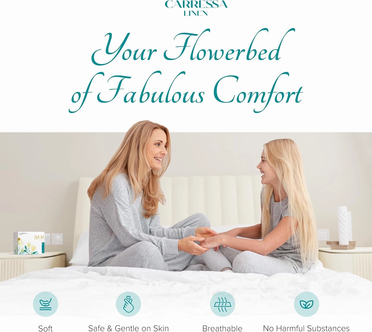 Carressa Linen Luxury Egyptian Cotton Twin Sheet Set 800 Thread Count 3 PC Crisp White Egyptian Cotton Sheets for Twin Size Bed,Extra Long Staple Silky Soft Cooling Sheets, Deep Pocket Dorm Sheets Set
