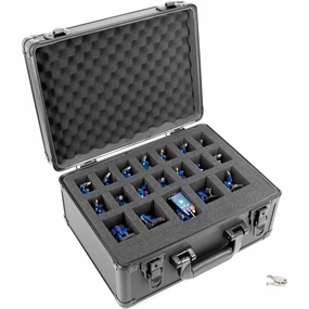 CASEMATIX 14" Miniature Storage Lock Box with 2 Miniature Storage Foam Trays, Aluminum Frame Miniature Carry Case with Customizable Foam Trays, Locking Latch and 2 Keys Included