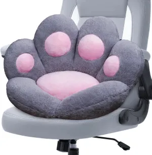 Cat Paw Cushion Kawaii Office Desk Chair Cushion Comfy Plush Cat Paw Shape Gaming Chair Cushion Bear Cute Seat Cushion for Girl, Kawaii Room Bedroom Decorate 28"x 24" (Gray)