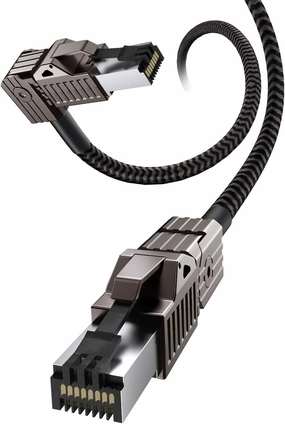 CAT8 Ethernet Cable, Hagibis 360° LAN Network Cable with Zinc Alloy RJ45, Braided 24AWG 40Gbps 2000Mhz Patch Cord High Speed for Gaming, PS4, Xbox, Modem, Router, PC, Laptop