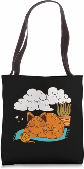 Cat Doodling Drawing Visual Drawing Doodle Art Tote Bag