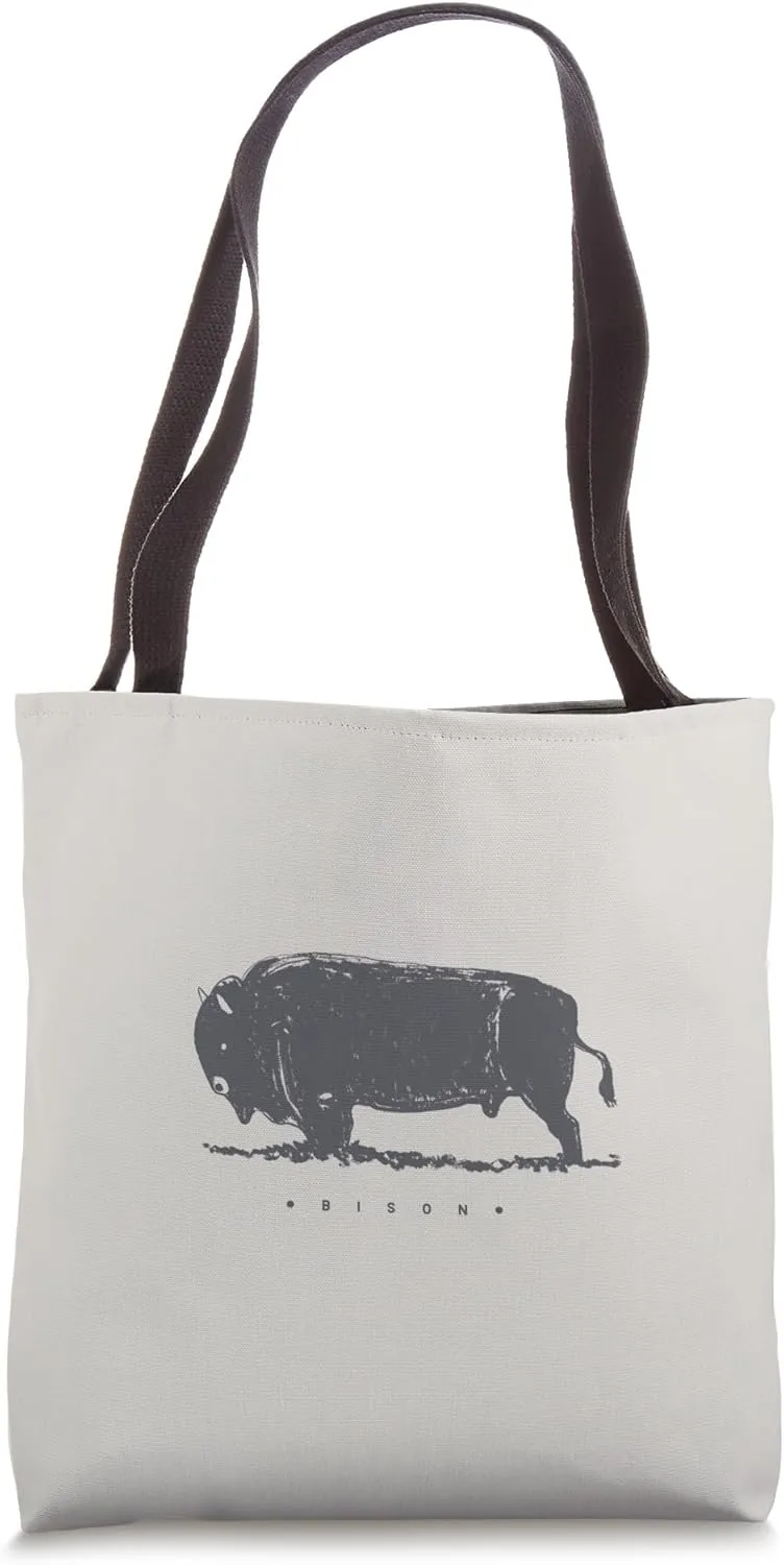 Cave drawing of a bison. Minimalist, primitive art style Tote Bag