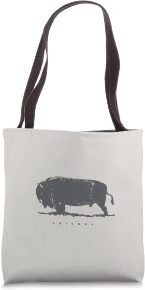 Cave drawing of a bison. Minimalist, primitive art style Tote Bag