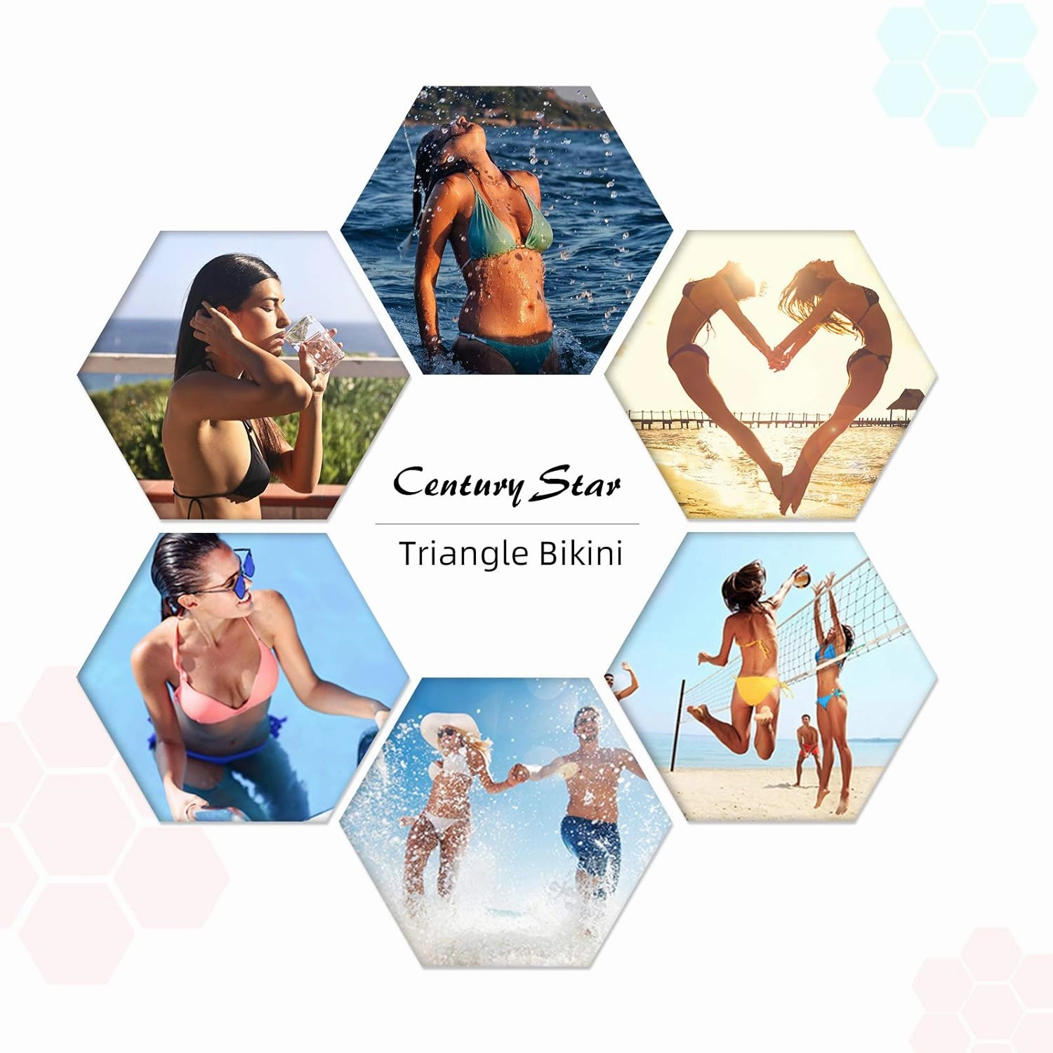 Century Star Women Tie Side Bottom Padded Top Triangle Bikini String Bathing Suit Two Piece Swimsuit