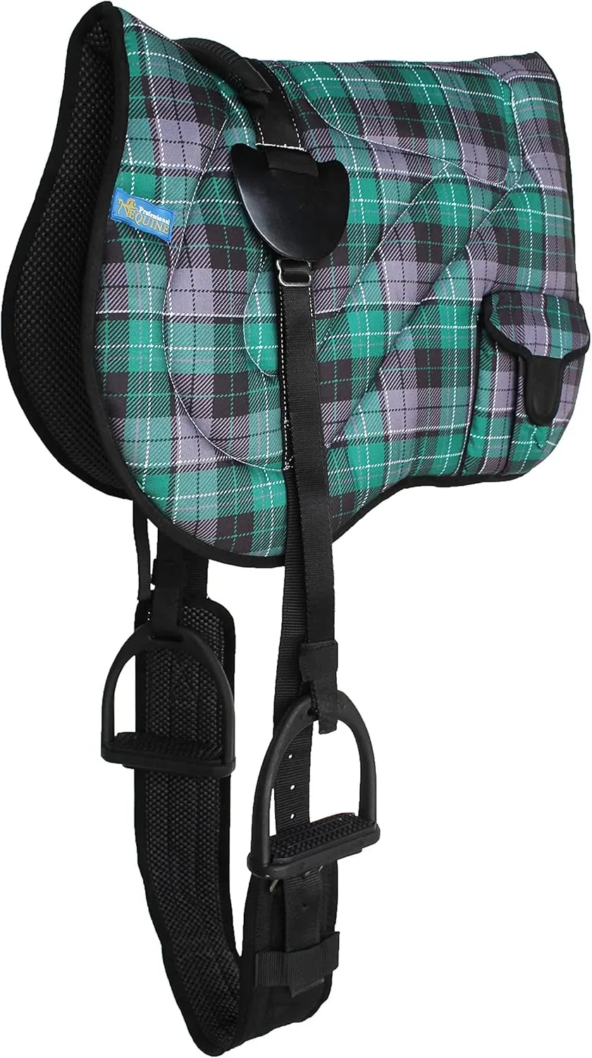 CHALLENGER Horse Neoprene Padded Anti-Slip Bareback Saddle Pad Blue Plaid 39TS04