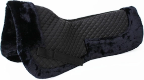 CHALLENGER Horse English Quilted Half Saddle Pad Correction Wither Relief Faux Fur Black 12218BK