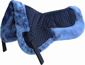 CHALLENGER Horse English Quilted Saddle Half Pad Correction Wither Relief Faux Fur Black 12218GR