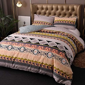 Chic Floral 3 Pieces Comforter Cover Set 1 Duvet Cover 2 Pillowcases Breathable Cotton 3 Pieces Bedding Duvet Cover with Zipper Closure (Color : B, Size : Queen 210X210cm(83X83inch)) (B Twin 168X230c