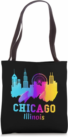 Chicago Watercolor Skyline Gift Souvenirs Chicago Illinois Tote Bag