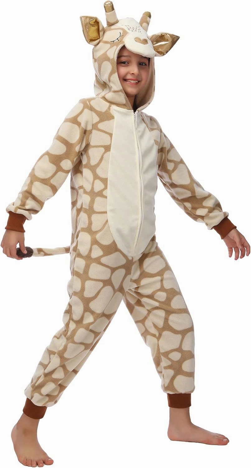 Children Animal Onesie Costume, Unisex Giraffe Costume, Giraffe Onesie, Kids Halloween/Christmas/Carnival Festival Costume for Kids 6-8