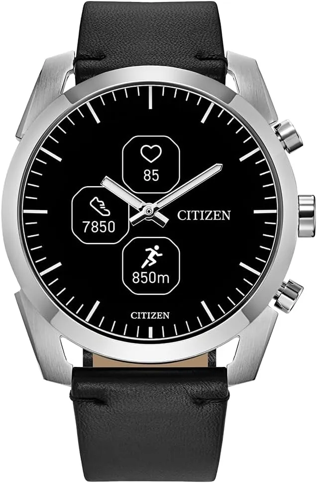 Citizen CZ Smartwatch with YouQ wellness app featuring IBM Watson® AI and NASA research, black and white customizable display, Bluetooth, HR, Activity Tracker, 18-day battery life, iPhone® and Android™ Compatible