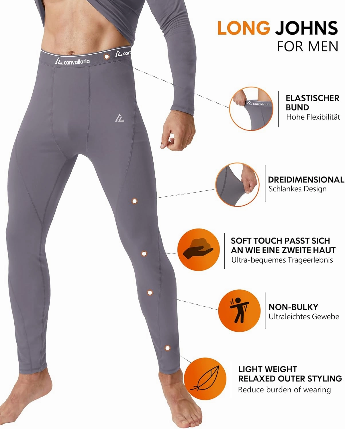 CL convallaria Thermal Underwear for Men Long Johns Fleece Lined Hunting Gear Set Base Layer for Cold Weather XS-4XL