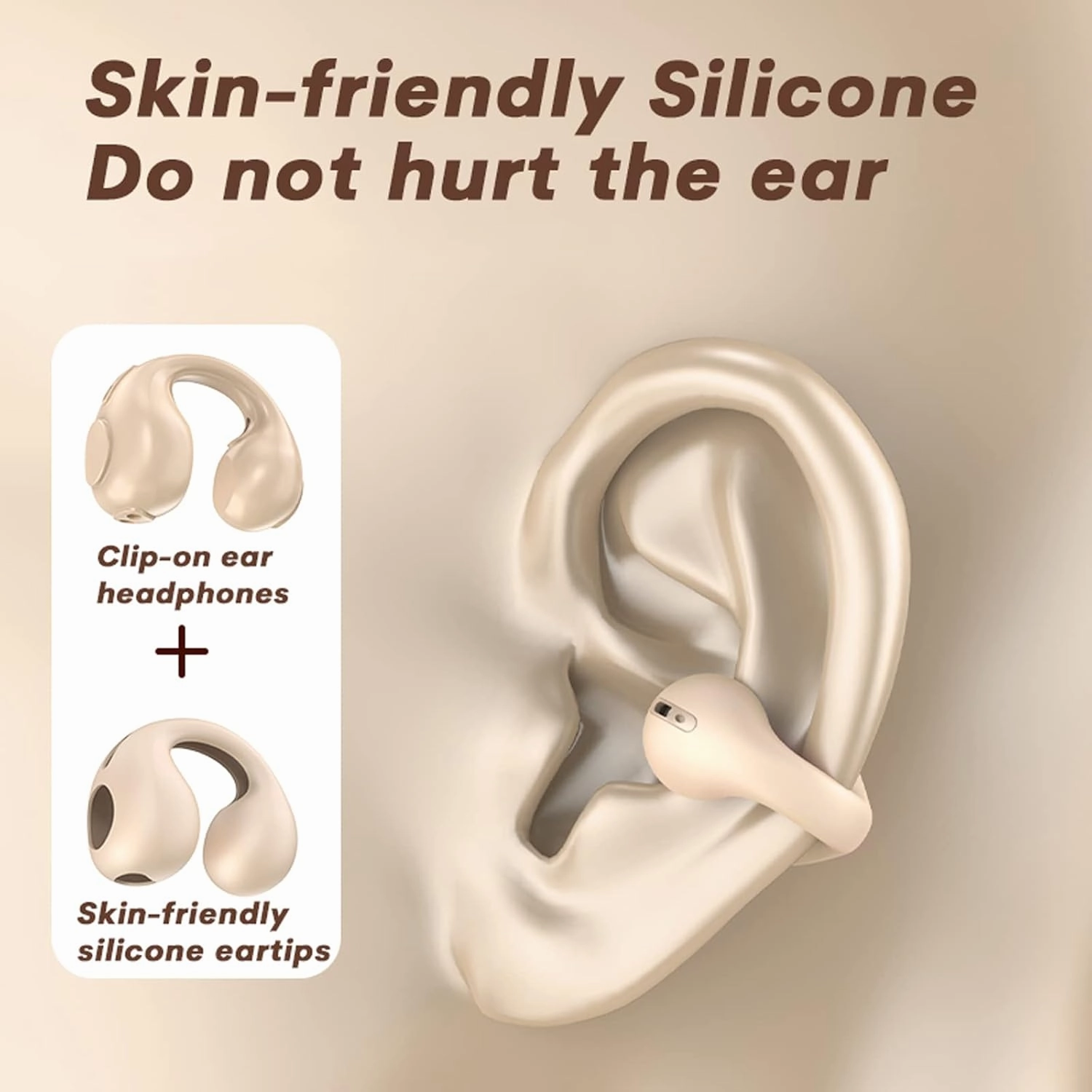 Clip on Open Ear Headphones Wireless Bluetooth Air Bone Conduction Headphones Head Set with Mic Bone Conduction Earbuds Headset Bone Conducting Earphones Ear Buds with Earhooks Workout Cycling Running