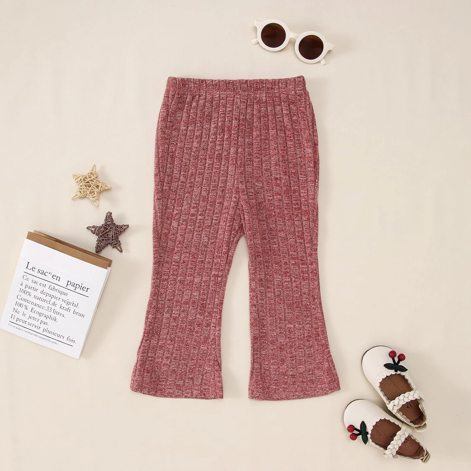 CM C&M WODRO Toddler Baby Girl Outfit Solid Ribbed Knit Ruffle Long Sleeves Shirt Top Long Pants Kid Fall Winter Clothes Set