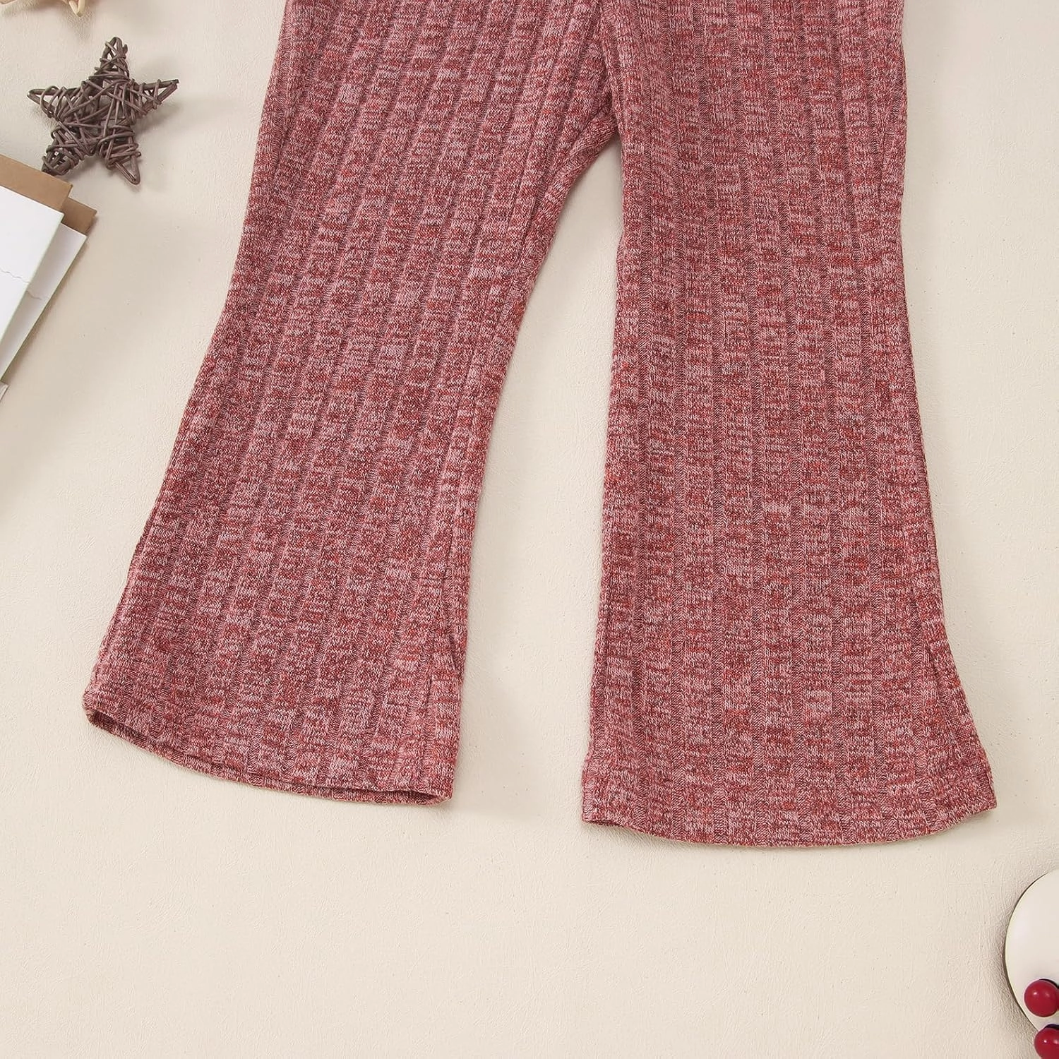 CM C&M WODRO Toddler Baby Girl Outfit Solid Ribbed Knit Ruffle Long Sleeves Shirt Top Long Pants Kid Fall Winter Clothes Set
