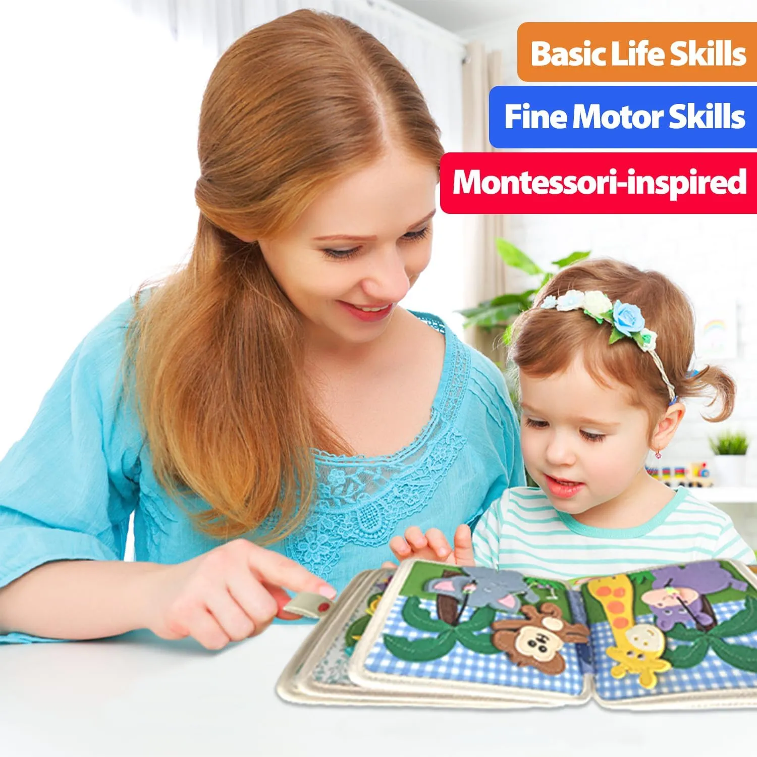 Cobelae Busy Book for Toddlers 3-5, Toddler Busy Board Felt Quiet Book for Baby 1-3, Preschool Learning Activities Educational Sensory Travel Toy for Kids Gift