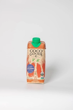 CocoGoods Co. Single Origin Organic Coconut Coffee Creamer, Sweetened Caramel, 16.9 fl oz, 12 pack. Tetra Pak