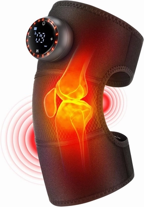 Cordless Heated Knee Massager with Vibration, FSA HSA Eligible, Rechargeable Heated Knee Brace Wrap for Knee Pain Relief with 5 Heating Levels & 5 Vibration,3 in 1 Heated Knee Pad for Shoulder Elbow