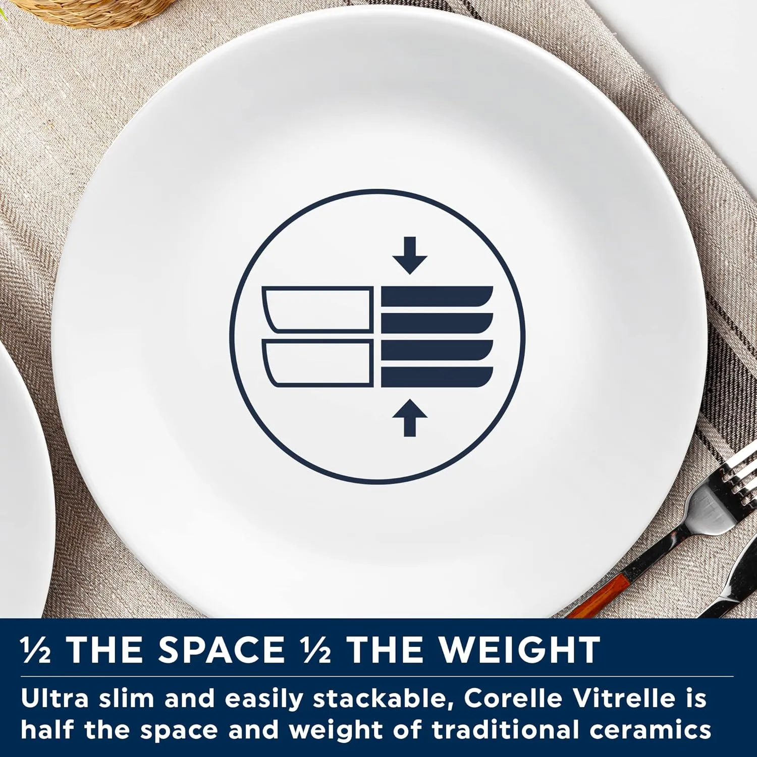 Corelle Vitrelle Glass Dinnerware Set, Chip & Crack Resistant Triple Layer Glass, 4-PC Bowl, Winter Frost White