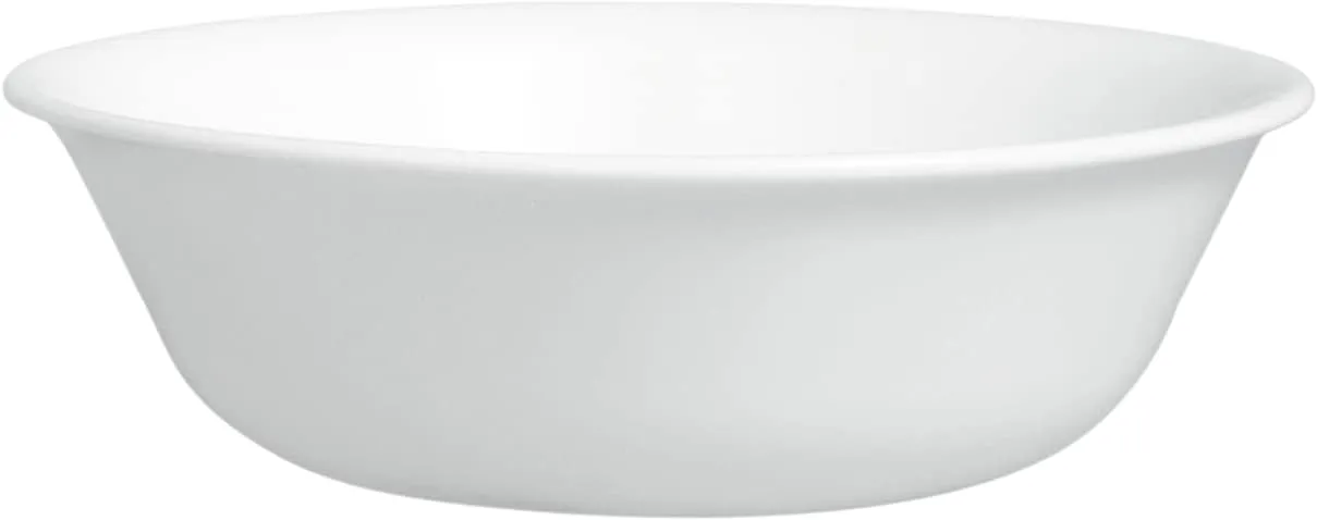 Corelle Vitrelle Glass Dinnerware Set, Chip & Crack Resistant Triple Layer Glass, 4-PC Bowl, Winter Frost White