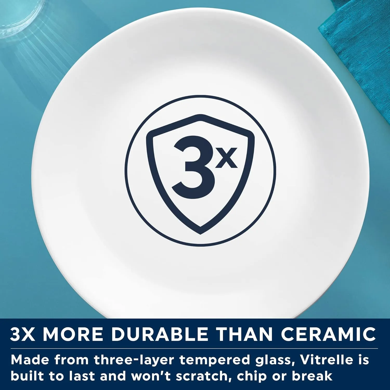 Corelle Vitrelle Glass Dinnerware Set, Chip & Crack Resistant Triple Layer Glass, 4-PC Bowl, Winter Frost White