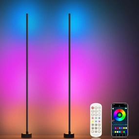 Corner Floor Lamp, 2 Pack LED Corner Lamp with App/Remote/Button Control, Smart RGB Floor Lamp with 16 Million DIY Colors & 68  Scene, Music Sync for Living Room, Bedroom, Gaming Room